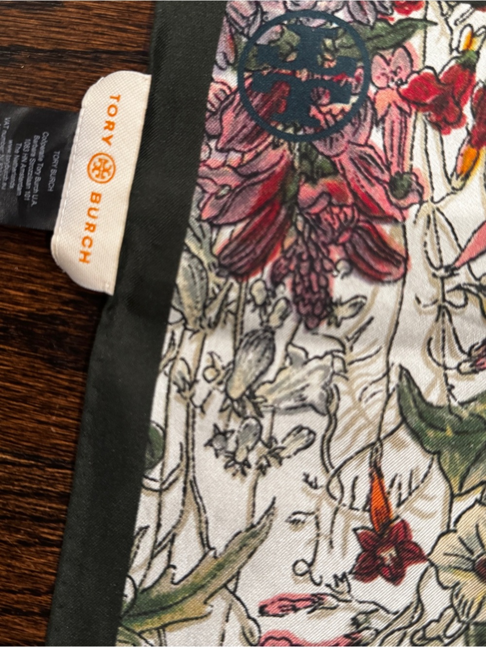 Floral Botanical Print Silk Scarf in Multicolor - Picture 2 of 5